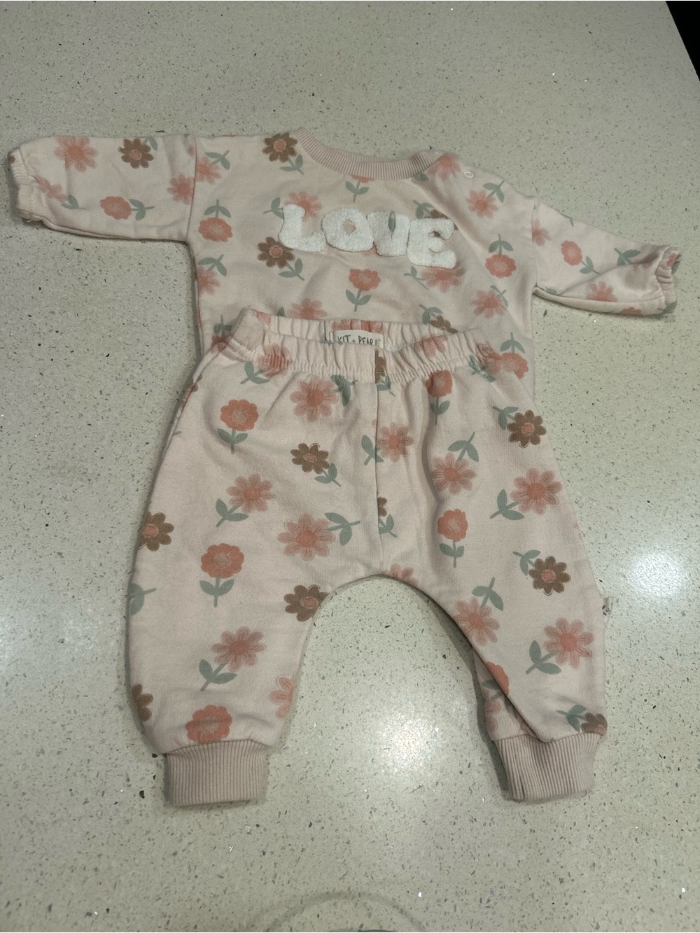 Floral Pink Kids One-Piece Bodysuit with 'LOVE' Applique